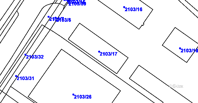 Parcela st. 2103/17 v KÚ Vyškov, Katastrální mapa