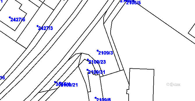 Parcela st. 2109/3 v KÚ Vyškov, Katastrální mapa