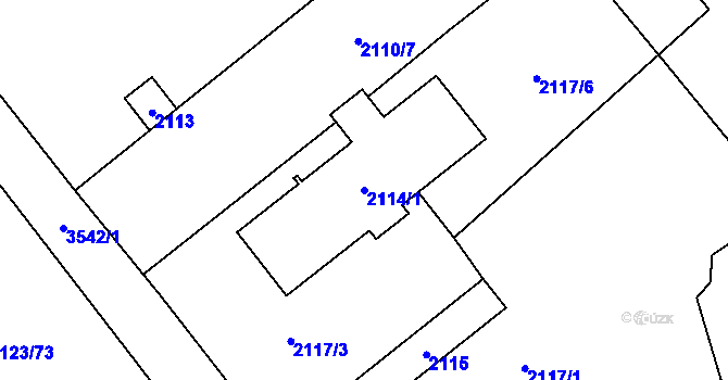 Parcela st. 2114/1 v KÚ Vyškov, Katastrální mapa