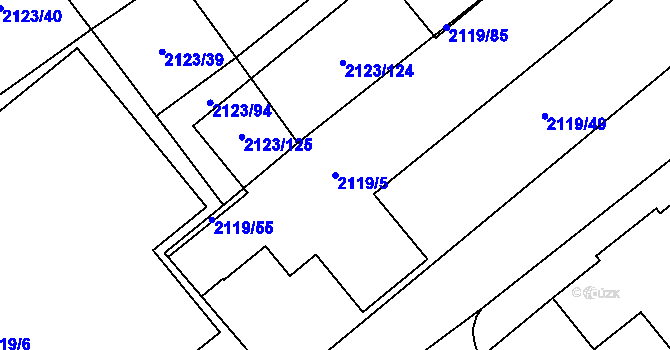 Parcela st. 2119/5 v KÚ Vyškov, Katastrální mapa