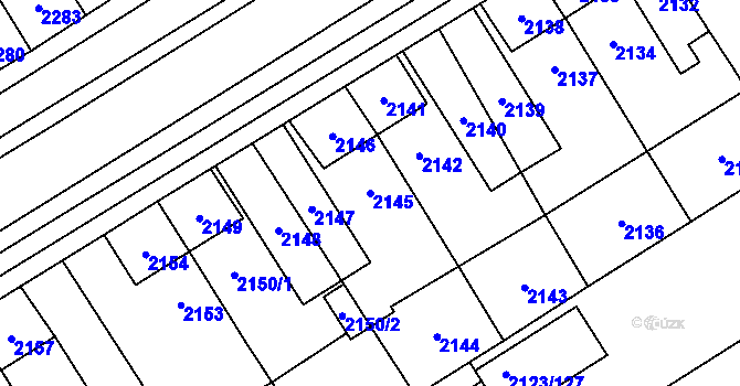 Parcela st. 2145 v KÚ Vyškov, Katastrální mapa