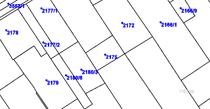 Parcela st. 2175 v KÚ Vyškov, Katastrální mapa