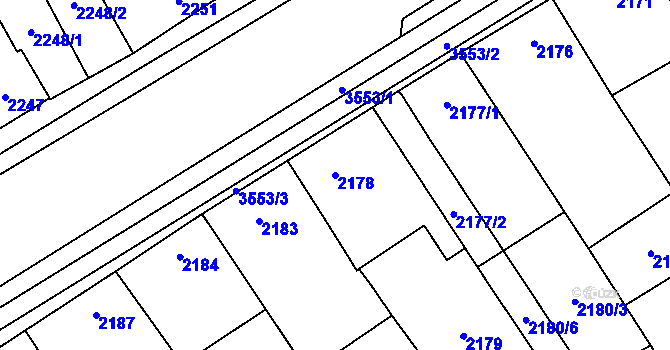 Parcela st. 2178 v KÚ Vyškov, Katastrální mapa