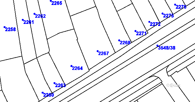 Parcela st. 2267 v KÚ Vyškov, Katastrální mapa