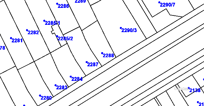 Parcela st. 2288 v KÚ Vyškov, Katastrální mapa