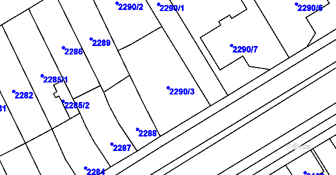 Parcela st. 2290/3 v KÚ Vyškov, Katastrální mapa