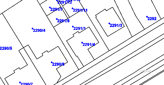 Parcela st. 2291/4 v KÚ Vyškov, Katastrální mapa