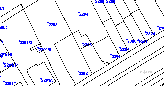 Parcela st. 2295 v KÚ Vyškov, Katastrální mapa