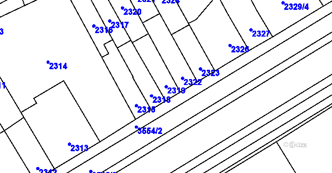 Parcela st. 2319 v KÚ Vyškov, Katastrální mapa