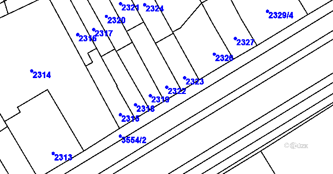 Parcela st. 2322 v KÚ Vyškov, Katastrální mapa