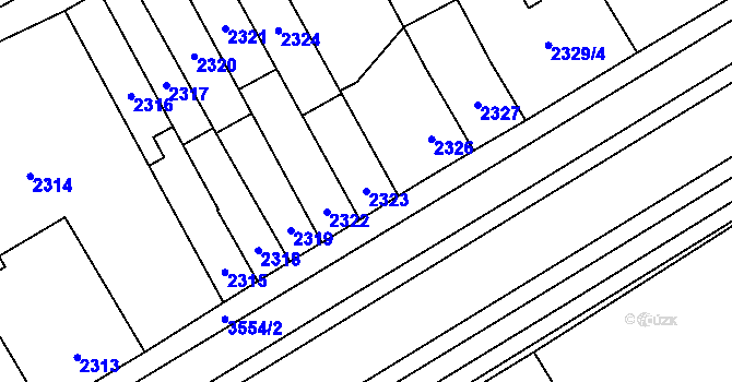 Parcela st. 2323 v KÚ Vyškov, Katastrální mapa