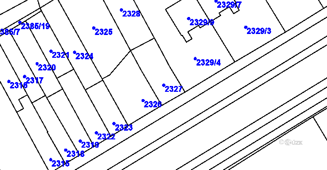 Parcela st. 2327 v KÚ Vyškov, Katastrální mapa
