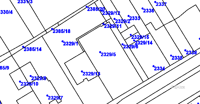 Parcela st. 2329/5 v KÚ Vyškov, Katastrální mapa