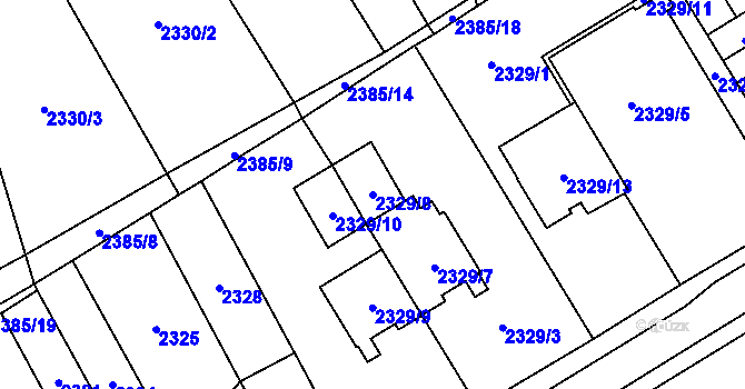 Parcela st. 2329/8 v KÚ Vyškov, Katastrální mapa