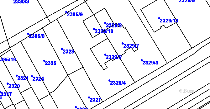 Parcela st. 2329/9 v KÚ Vyškov, Katastrální mapa