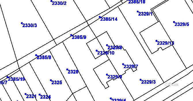 Parcela st. 2329/10 v KÚ Vyškov, Katastrální mapa