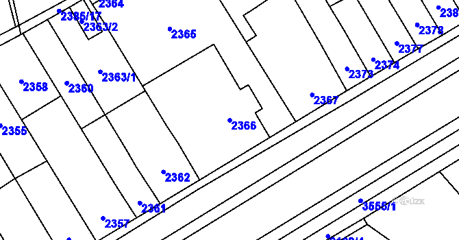Parcela st. 2366 v KÚ Vyškov, Katastrální mapa