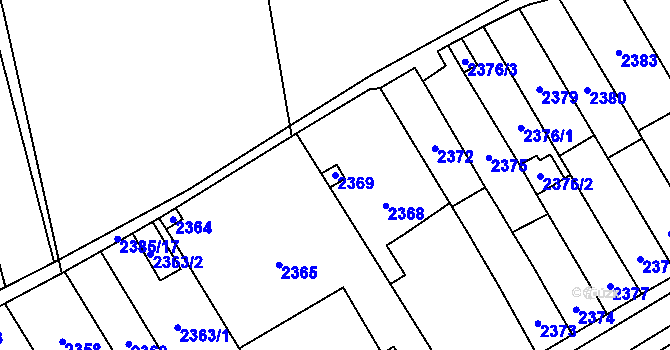 Parcela st. 2369 v KÚ Vyškov, Katastrální mapa