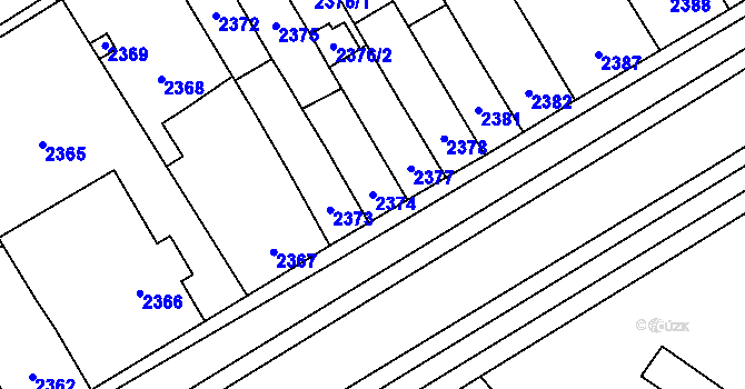 Parcela st. 2374 v KÚ Vyškov, Katastrální mapa