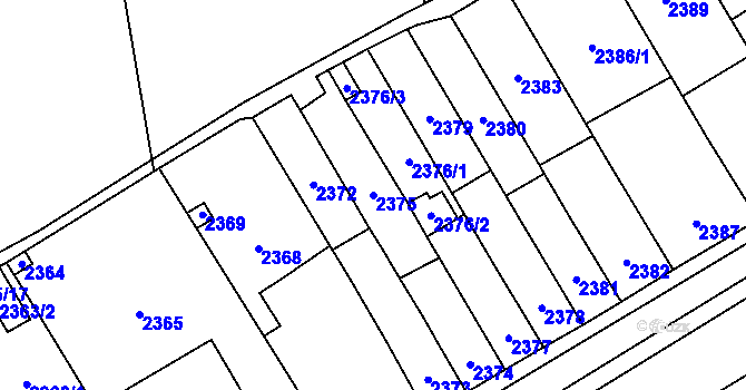 Parcela st. 2375 v KÚ Vyškov, Katastrální mapa