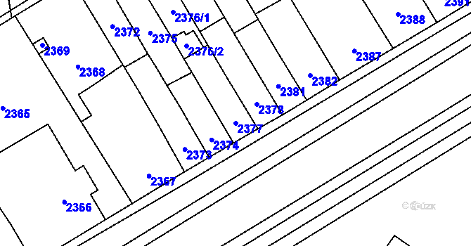 Parcela st. 2377 v KÚ Vyškov, Katastrální mapa