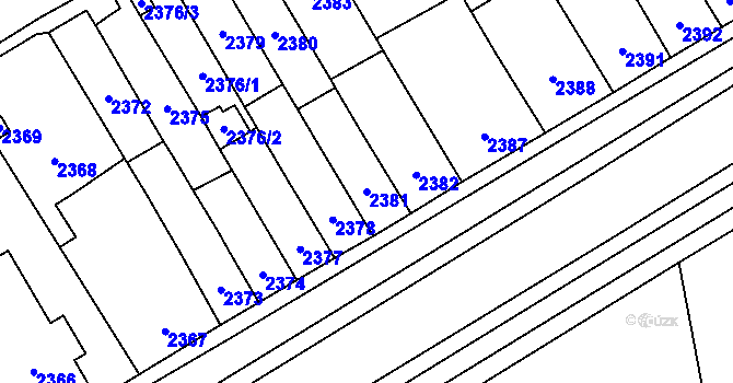 Parcela st. 2381 v KÚ Vyškov, Katastrální mapa
