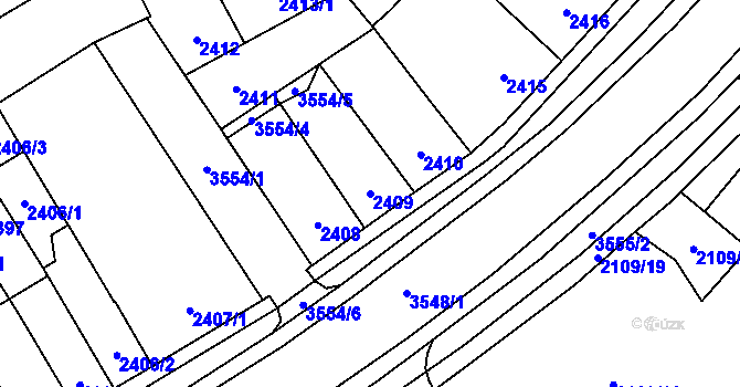 Parcela st. 2409 v KÚ Vyškov, Katastrální mapa