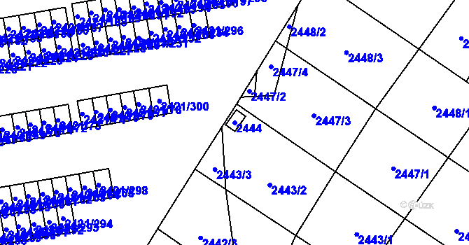 Parcela st. 2444 v KÚ Vyškov, Katastrální mapa