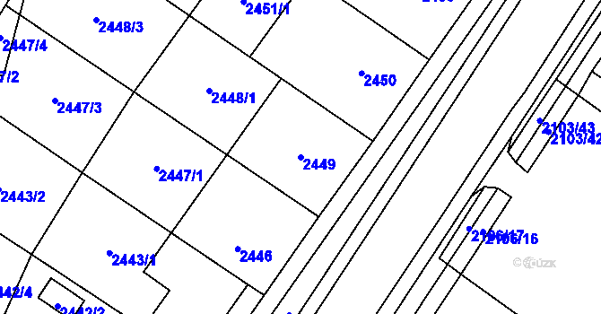 Parcela st. 2449 v KÚ Vyškov, Katastrální mapa