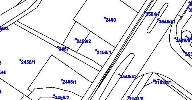 Parcela st. 2459/1 v KÚ Vyškov, Katastrální mapa