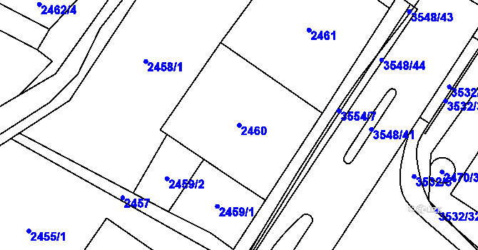 Parcela st. 2460 v KÚ Vyškov, Katastrální mapa