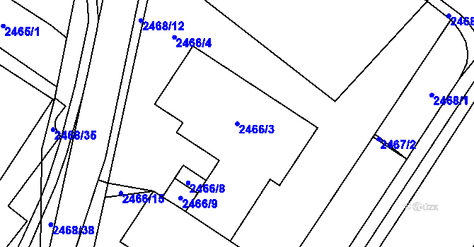 Parcela st. 2466/3 v KÚ Vyškov, Katastrální mapa