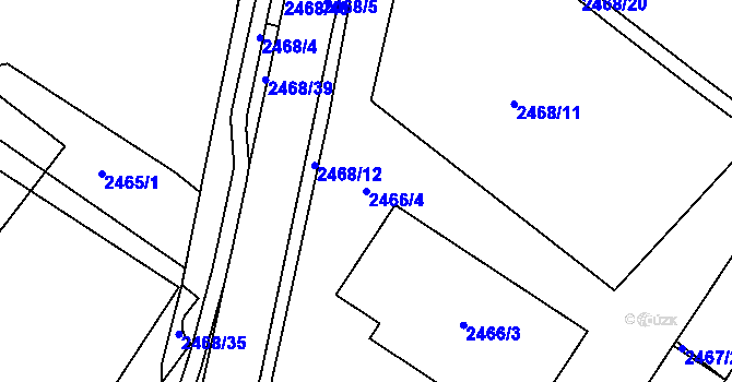 Parcela st. 2466/4 v KÚ Vyškov, Katastrální mapa