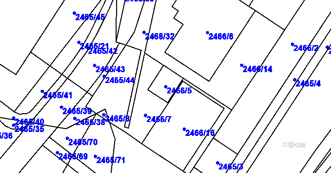 Parcela st. 2466/5 v KÚ Vyškov, Katastrální mapa