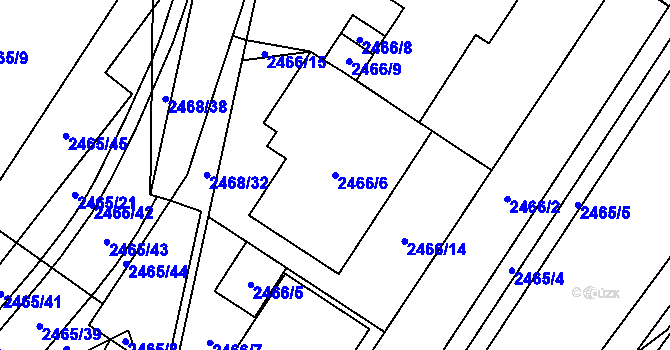 Parcela st. 2466/6 v KÚ Vyškov, Katastrální mapa