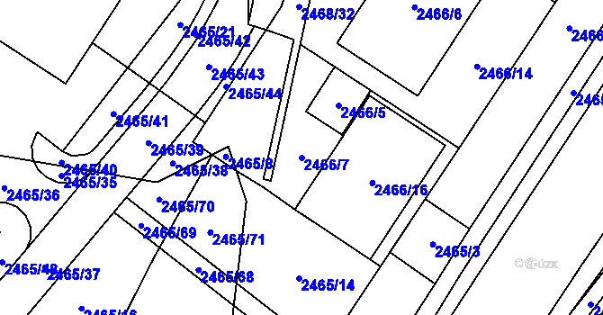 Parcela st. 2466/7 v KÚ Vyškov, Katastrální mapa