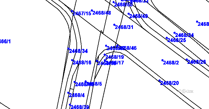 Parcela st. 2468/19 v KÚ Vyškov, Katastrální mapa