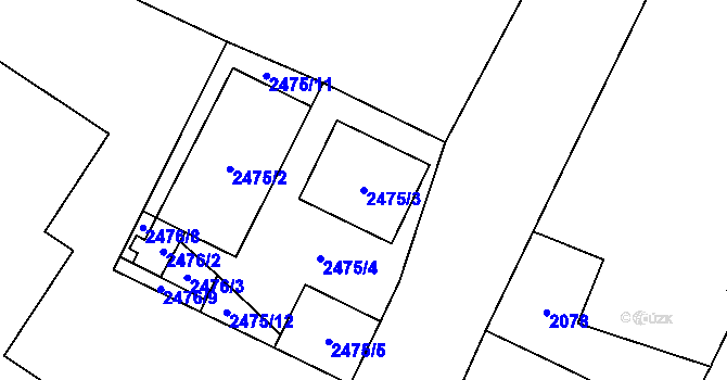Parcela st. 2475/3 v KÚ Vyškov, Katastrální mapa