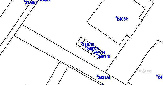 Parcela st. 2487/2 v KÚ Vyškov, Katastrální mapa