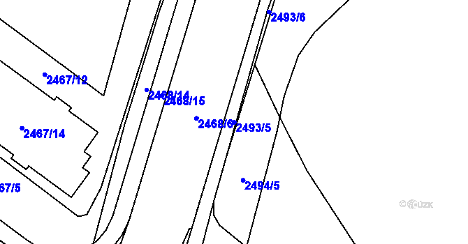 Parcela st. 2493/5 v KÚ Vyškov, Katastrální mapa