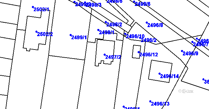 Parcela st. 2497/2 v KÚ Vyškov, Katastrální mapa