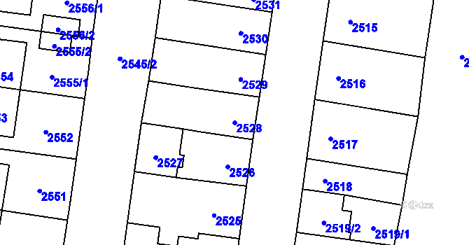 Parcela st. 2528 v KÚ Vyškov, Katastrální mapa