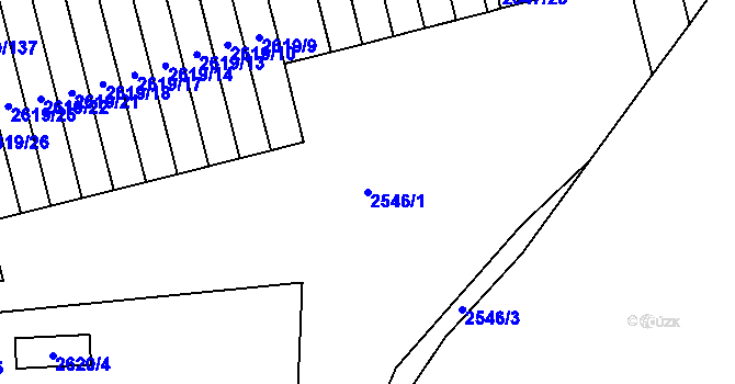 Parcela st. 2546/1 v KÚ Vyškov, Katastrální mapa