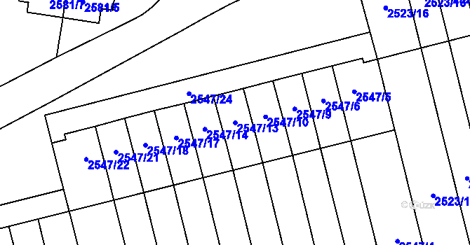 Parcela st. 2547/13 v KÚ Vyškov, Katastrální mapa