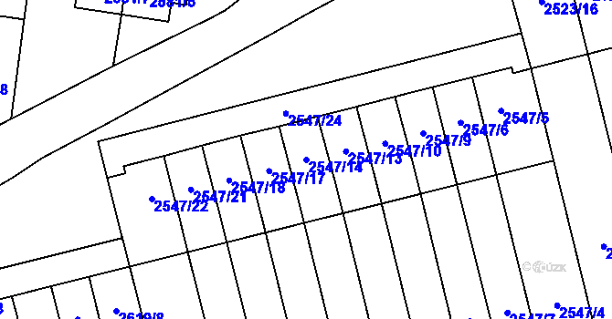 Parcela st. 2547/14 v KÚ Vyškov, Katastrální mapa