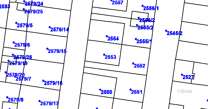 Parcela st. 2553 v KÚ Vyškov, Katastrální mapa