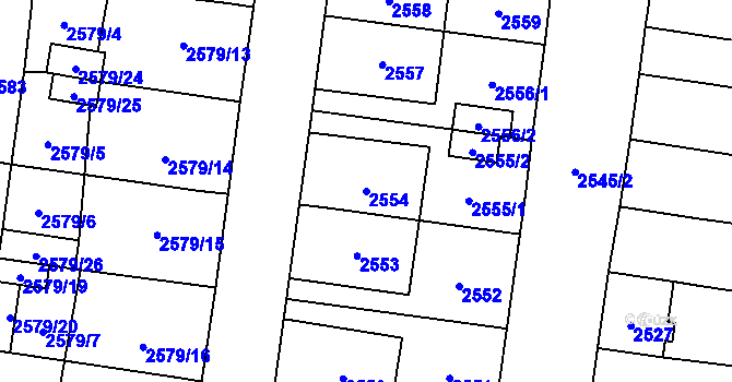 Parcela st. 2554 v KÚ Vyškov, Katastrální mapa