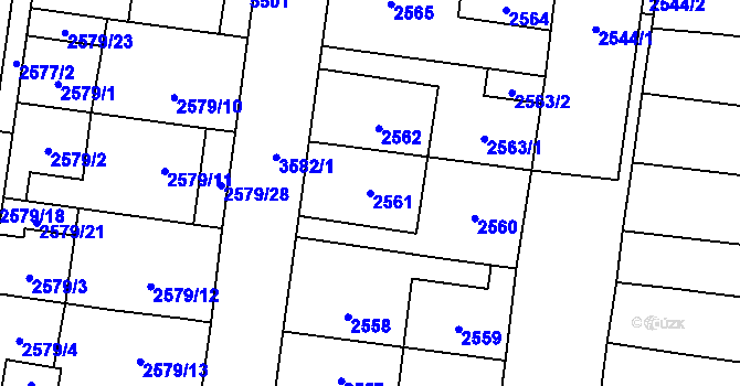 Parcela st. 2561 v KÚ Vyškov, Katastrální mapa