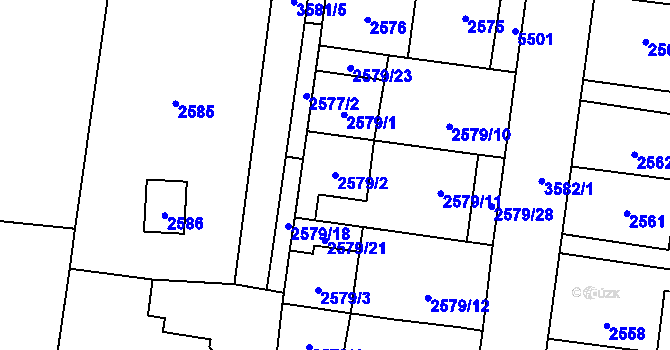 Parcela st. 2579/2 v KÚ Vyškov, Katastrální mapa