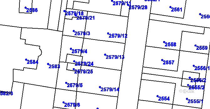 Parcela st. 2579/13 v KÚ Vyškov, Katastrální mapa